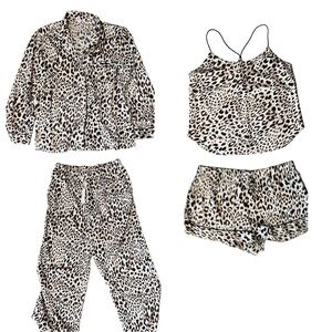 Victoria's Secret Leopard Print Set (all 4 items) shirt, top, pants-L Shorts XL
